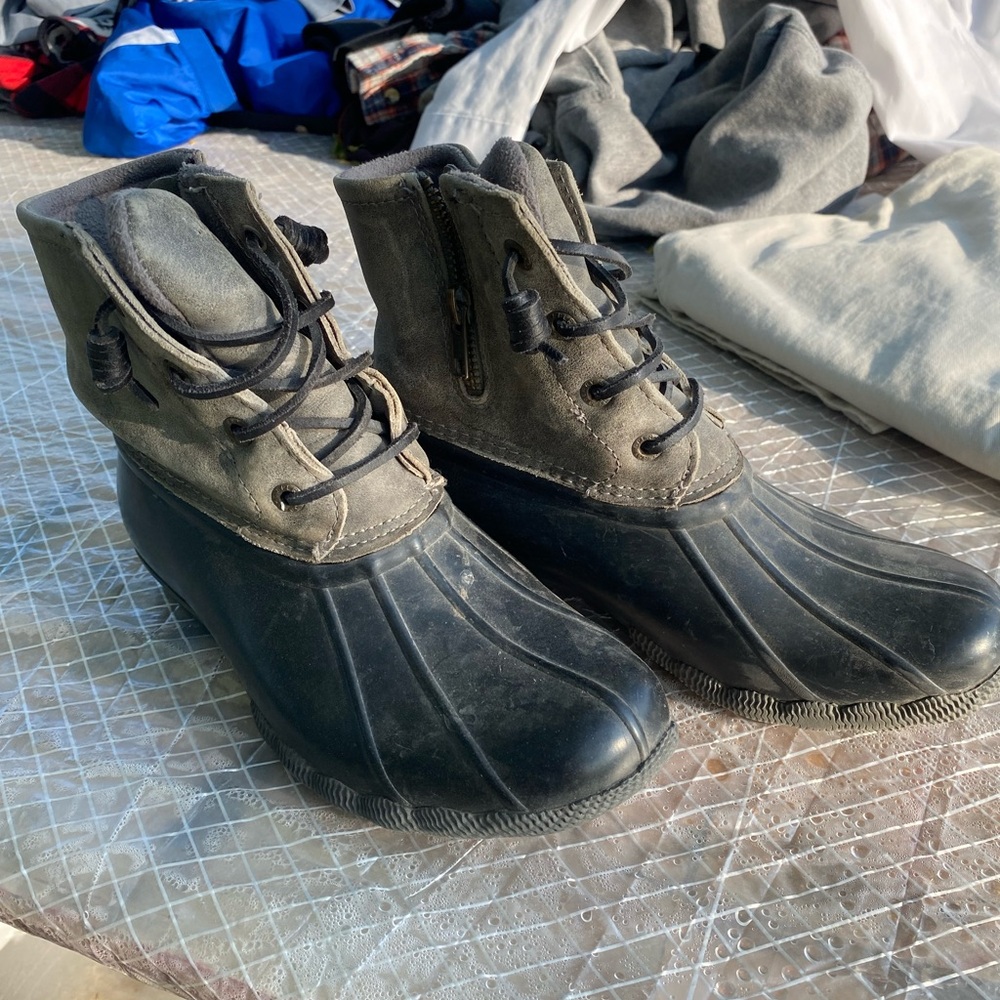 Sperry Charcoal and Black Duck Boots